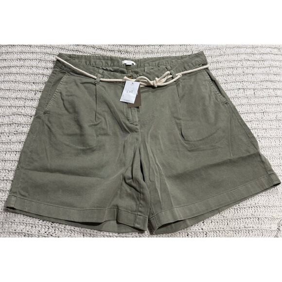 NWT J. Jill Shorts 7" Inseam Rope Belt Womens 12 Light Wash Olive Green MSRP$69 - Picture 1 of 13